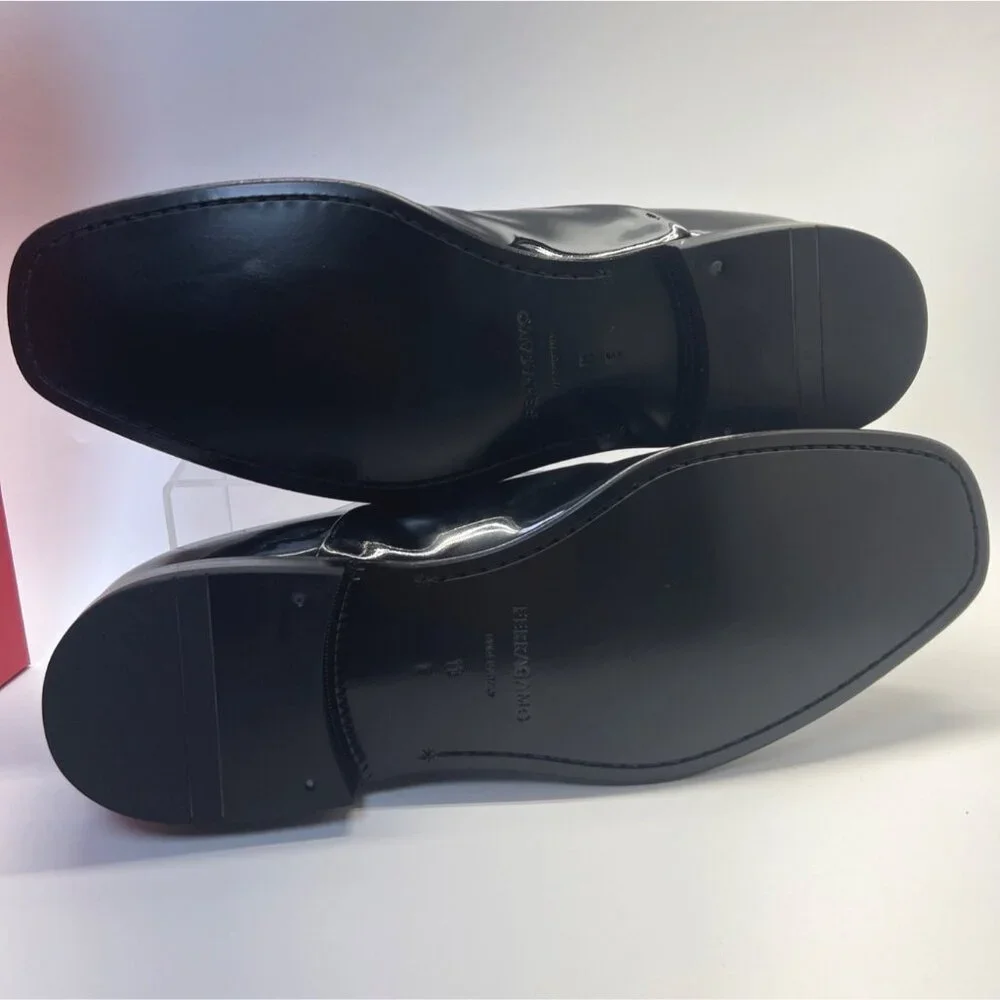 Salvatore Ferragamo Denzel Men Shoes Black Patent Leather Formal Shoes Size 11E